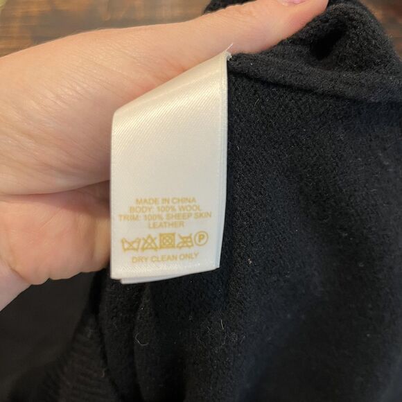 Kate Spade Sweater Womens Small Black Wool Bow Leather Elbow Patch Pullover Top - Picture 5 of 5